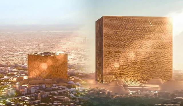 Arabia Saudita presenta el Mukaab, un monumental rascacielos cúbico de 400 metros en Riad, capaz de albergar 20 edificios Empire State. Este proyecto se sitúa en el nuevo distrito New Murabba. Foto: New Murabba