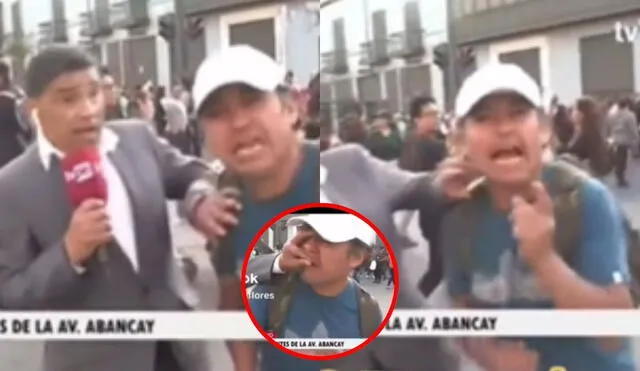 Periodista agrede a manifestante en vivo. Foto: composición LR / tiktok