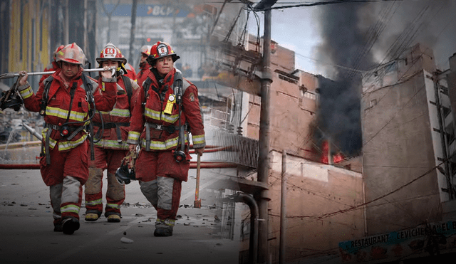 Incendio en galería cercana a Gamarra se registró este lunes 14 de octubre. Foto: Composición LR