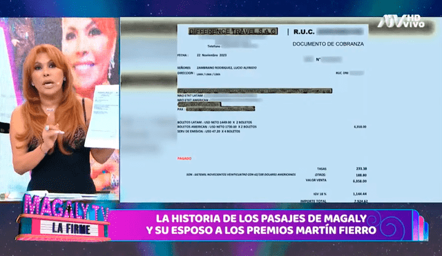 Magaly desmiente a Laura Bozzo y niega que Chibolín le pagó viaje a los Martín Fierro. Foto: captura/ATV