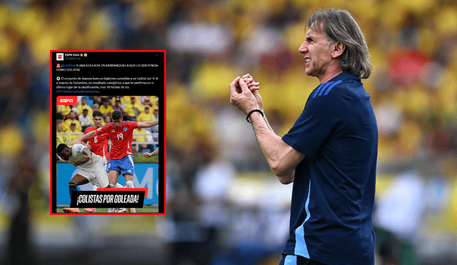 Ricardo Gareca no tiene ninguna victoria con Chile en las Eliminatorias 2026. Foto: composición LR/AFP/captura de ESPN Chile