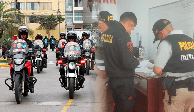 Policías motorizados de los "Halcones" son detenidos por presuntamente cobrar coima. Foto: composición LR/PNP/Municipalidad de San Miguel