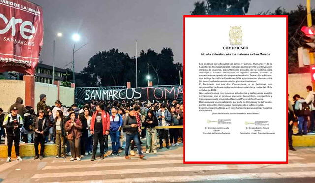 Los decanos de la UNMSM rechazan la intervención de matones contra estudiantes y piden al rectorado deslindar responsabilidades por la violencia registrada en el campus. Foto: composición LR/La República/UNMSM