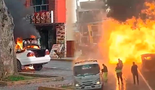 Auto explota en plaza de armas de Chancay/Composición La República