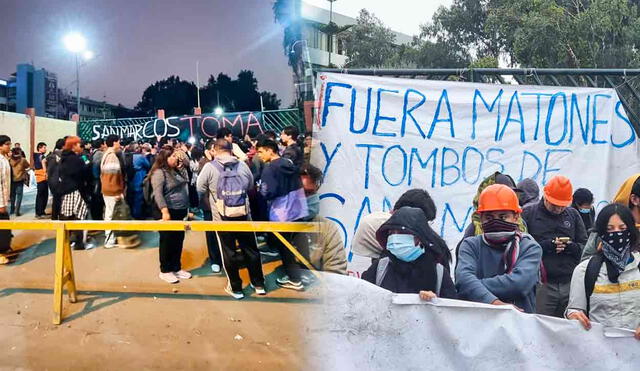 Los enfrentamientos en la Ciudad Universitaria de San Marcos dejaron heridos tras la agresión de personas externas. Foto: composición LR/La República