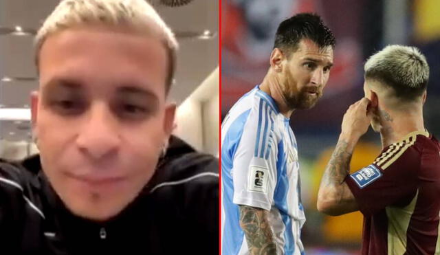 Yeferson Soteldo y Lionel Messi se vieron las caras en el enfrentamiento de sus selecciones por la fecha 9 de las Eliminatorias 2026. Foto: composición LR/captura/EFE