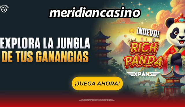 "Rich Panda" presenta una máquina de 3x3 con 5 líneas de pago fijas, ideal para maximizar tus ganancias. Fuente: Difusión.