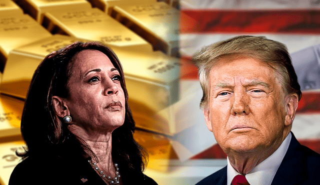 Kamala Harris y Donald Trump se enfrentan en medio de un incremento del oro. Foto: composición LR/difusión