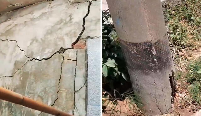 No solo existen daños en las viviendas, sino también en postes de alumbrado público. Foto: captura Almendra Ruesta/LR