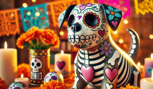 El homenaje a las mascotas es la primera celebración por el Día de los Muertos en México. Foto: ChatGPT IA