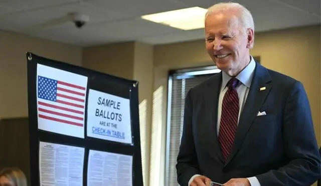 Joe Biden vota en las elecciones presidenciales de Estados Unidos. Foto: AFP