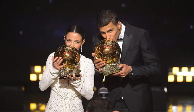 Aitana Bonmatí y Rodri son campeones del mundo y de Europa, respectivamente. Foto: Ballon d'Or