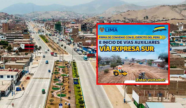 La firma de convenio con el Comando de Apoyo al Desarrollo Nacional permitirá el inicio de la construcción de las vías auxiliares de la Vía Expresa Sur. Foto: composición LR/Andina/MML