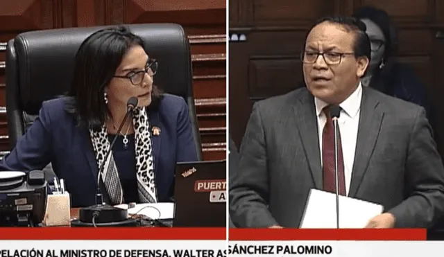 El incidente se llevó a cabo durante la interpelación al ministro de Defensa Walter Astudillo. Roberto Sánchez mencionó un tema que se tocó en sesión privada, por lo que Patricia Juárez interrumpió su intervención. | Foto: Congreso de la República.