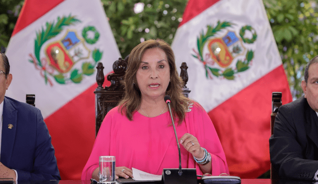 Dina Boluarte junto a sus ministros anuncia medidas contra la inseguridad. Foto: Presidencia