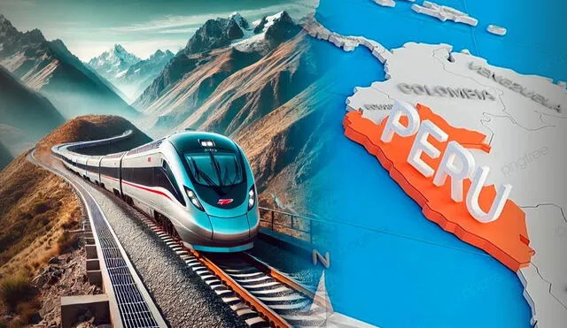 El tren eléctrico transcontinental que unirá 14 departamentos del Perú y casi toda Sudamérica: ¿qué se sabe de esta propuesta? Foto: composición LR / ChatGPT / Pngtree