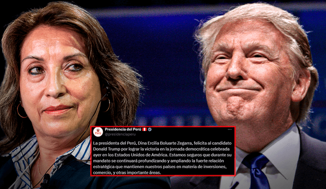 Dina Boluarte se pronunció sobre la asunción de Donald Trump como presidente de Estados Unidos. Foto: composición LR.