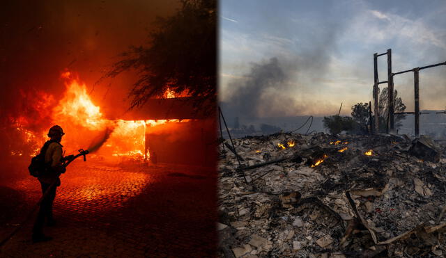 El Mountain Fire avanza sin control cerca de Los Ángeles, destruyendo viviendas y forzando evacuaciones masivas. Foto: AFP