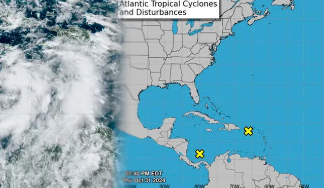 El Caribe occidental se encuentra en alerta por el Potencial Ciclón Tropical Dieciocho, que podría convertirse en la tormenta tropical Rafael en las próximas horas. Foto: composición LR/AFP.