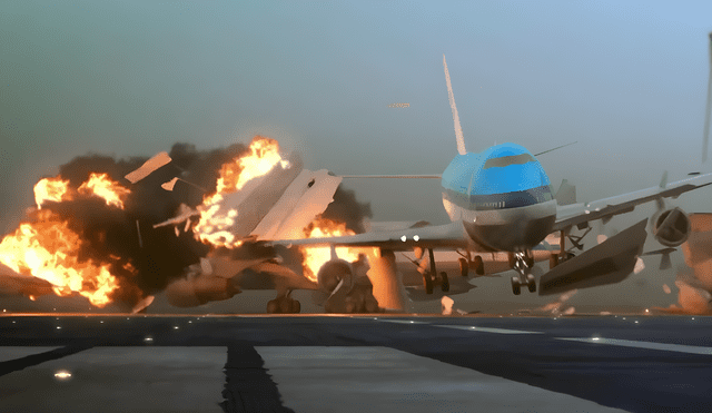 El vuelo 4805 de KLM y el vuelo 1736 de PanAm, colisionaron en la pista del aeropuerto de Tenerife. Foto: National Geographic