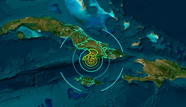 Un sismo de magnitud 6.8 remeció este domingo la costa sureste de Cuba, según el Servicio Geológico de Estados Unidos (USGS). Foto: USGS