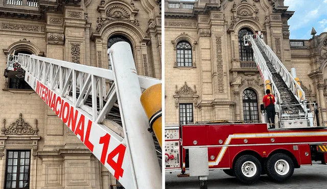 La escala telescópica le pertenecía a la base 14 de los Bomberos. Foto: X