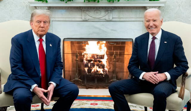 Donald Trump y Joe Biden se reúnen en la Casa Blanca. Foto: AFP