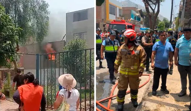 Incendio en el segundo piso de una vivienda ha generado conmoción en Ate Vitarte. Foto: composición LR