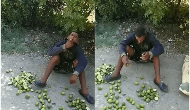 El hombre no fue liberado hasta terminar de comerse todo el botín. Foto: Captura