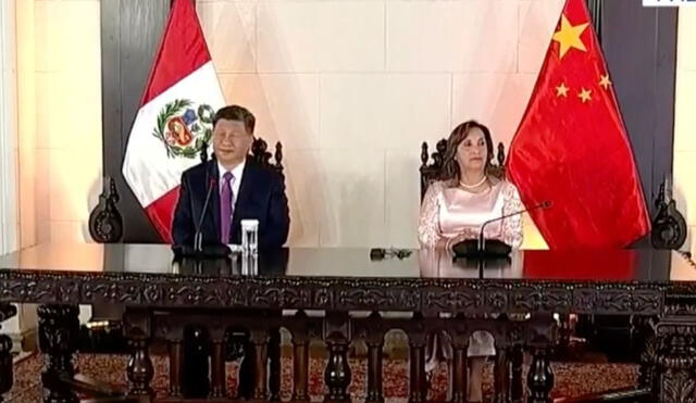 Xi Jinping y Dina Boluarte inauguraron el Megapuerto de Chancay desde Palacio de Gobierno. Foto: Latina