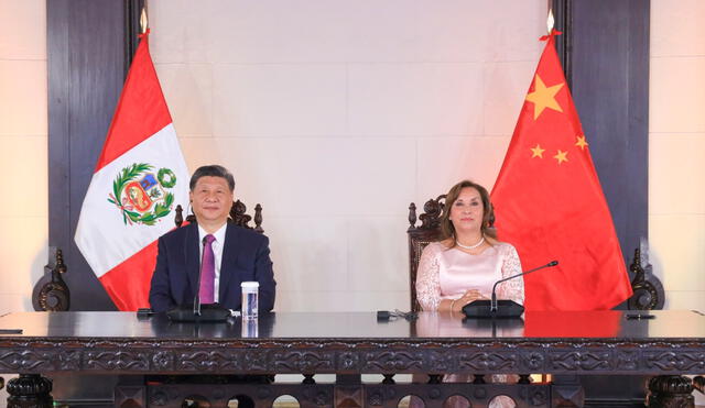 Dina Boluarte y el presidente de China participaron de la inauguración del puerto de Chancay. Foto: Presidencia.