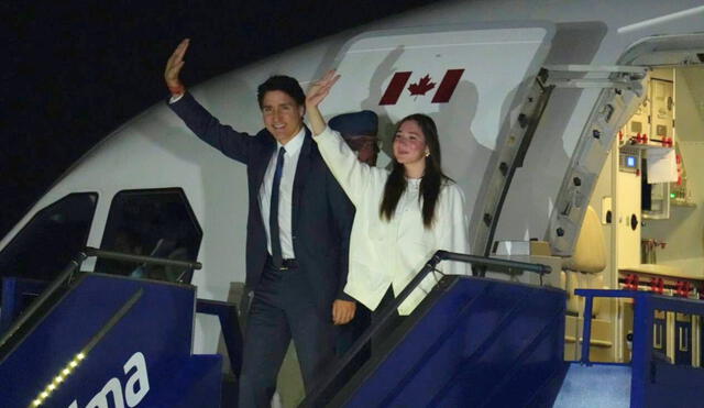 Justin Trudeau llegó al promediar las 10.40 p.m. del 14 de noviembre. Foto: Jhon Reyes/La República