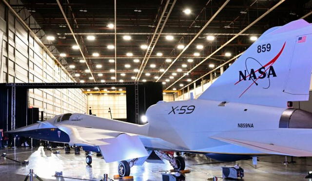 El diseño aerodinámico del X-59 busca permitir vuelos comerciales silenciosos a Mach 1, habilitando rutas previamente prohibidas y abriendo la puerta a una nueva era en la aviación comercial. Foto: composición LR/AFP.