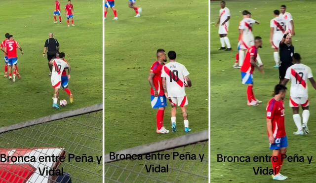 Sergio Peña se molestó con Arturo Vidal antes de ejecutar un tiro libre. Foto: captura de Pase Gol/Instagram