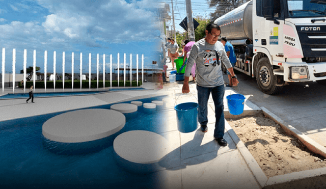 Piuranos padecen por el servicio de agua potable  y proyecto del Parque de las Aguas culmina en diciembre. Foto: composición de Ariana Espinoza/Maribel Mendo URPI- LR/difusión