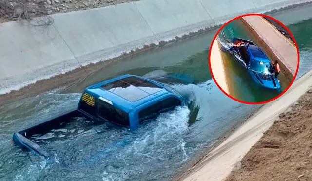 La camioneta fue arrastrada por el agua a unos 100 metros. Foto: composición LR/Sergio Verde/LR