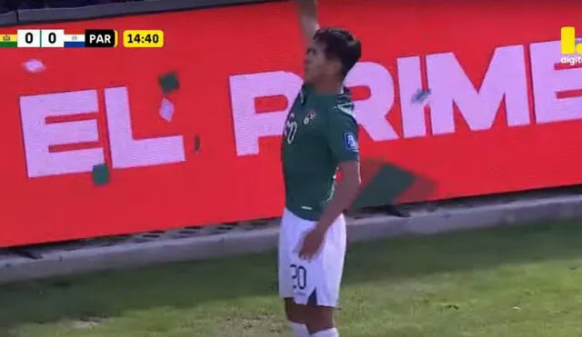 Ervin Vaca convirtió el primer tanto de Bolivia sobre Paraguay en El Alto. Foto: captura/Latina Deportes