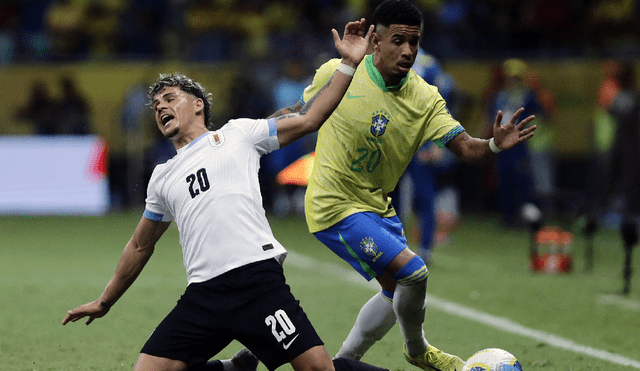 Brasil y Uruguay jugaron en el Arena Fonte Nova por la jornada 12 de las clasificatorias. Foto: AFP