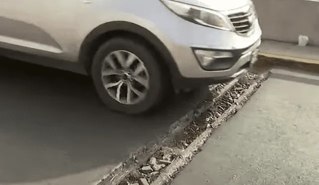 Rampa en malas condiciones es casi imperceptible para los conductores. Foto: Captura Panamericana TV