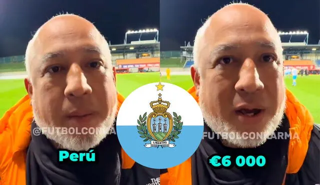 Guillermo sigue a San Marino hace 25 años y presenció la victoria ante Liechtenstein. Foto: composición LR/captura de TikTok/@futbolconkarma