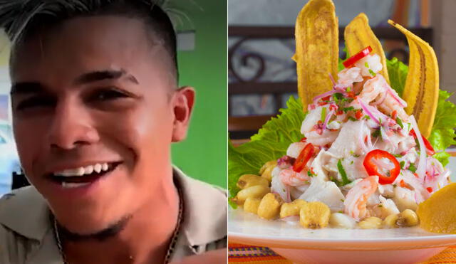 Extranjero quedó sorprendido al ver que el ceviche peruano no lleva tomate. Foto: composición LR/ TikTok