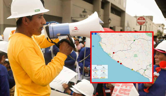 Las protestas de mineros y pescadores afectan tránsito en el sur del Perú. Foto:composición LR/La República/Sutran