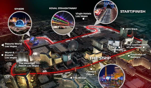 Así luce el millonario circuito de Las Vegas GP 2024 para este fin de semana |Créditos: Lr/La República