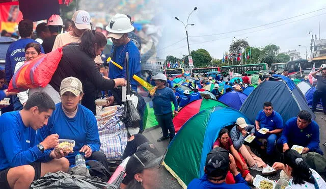 Los mineros de la Base Bosco Misky se encuentran en pie de lucha desde hace seis días/Composición LR/Foto: Marcia Chahua