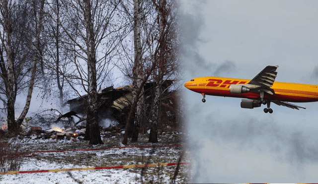 El Boeing 737 de DHL se estrelló en Lituania, dejó un muerto y dos heridos. Foto: AFP