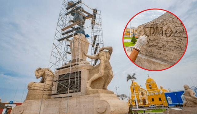 Durante trabajos de mantenimiento, los restauradores hallaron el nombre del escultor del monumento a la libertad/Composición LR/Foto: Andina