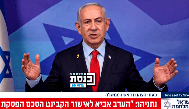 Netanyahu anuncia que Israel aprobó un cese al fuego con Hezbollah en el Líbano.