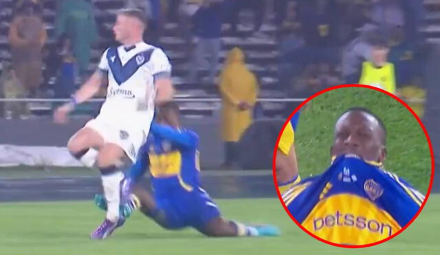 Luis Advíncula dejó a Boca Juniors con un hombre menos tras su roja ante Vélez. Foto: captura/Tyc Sports