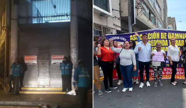 Comerciantes de cinco galerías de Mesa Redonda, en el Cercado de Lima, protestan por el cierre de sus establecimientos en plena campaña navideña, enfrentando pérdidas millonarias. Foto: Dayana Huerta/LR