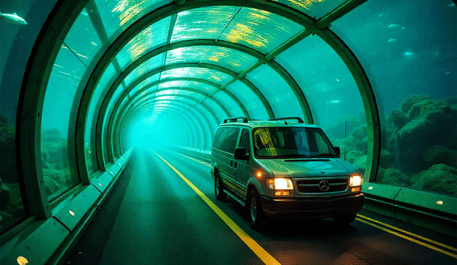 El túnel submarino bajo el Estrecho de Magallanes conectará el continente con la ciudad de Porvenir, mejorando la comunicación entre Tierra del Fuego y el resto de Chile y Argentina. Foto: DALL-E